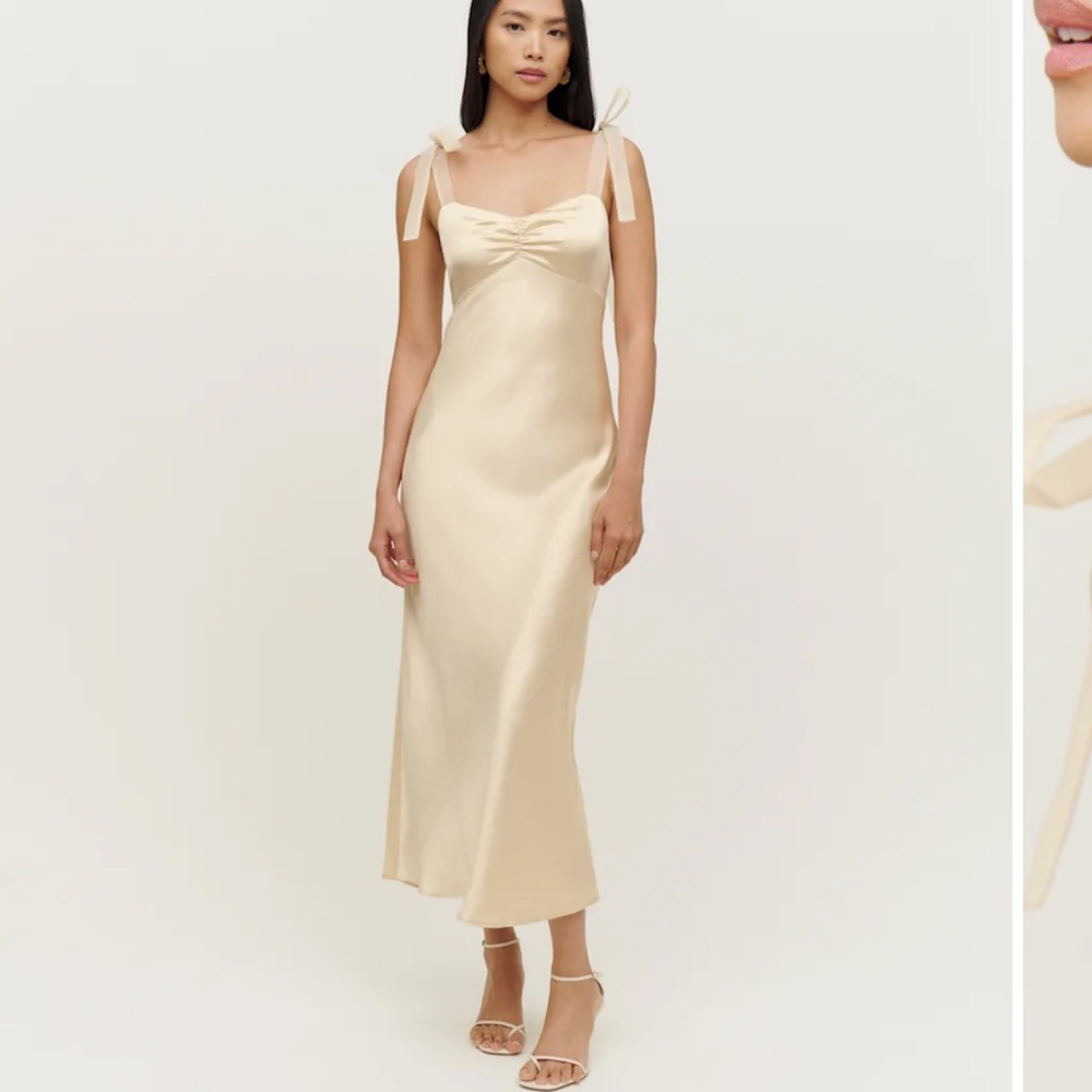 Reformation Alene Silk Dress Ivory - Size 4